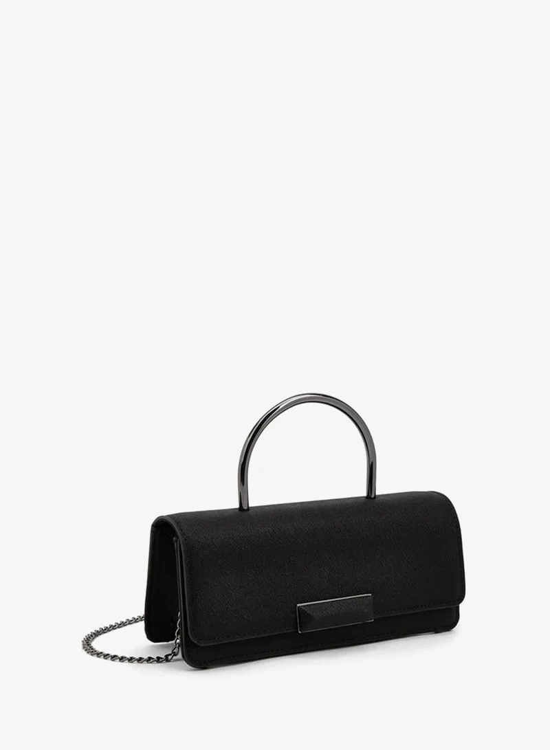 Flora Bella By Shoexpress BLACK Metallic Pu Bag With Detachable Shoulder Strap Ramadan Collection for Women | Best Price UAE