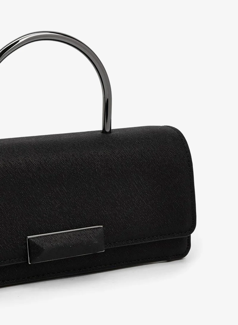 Flora Bella By Shoexpress BLACK Metallic Pu Bag With Detachable Shoulder Strap Ramadan Collection for Women | Best Price UAE