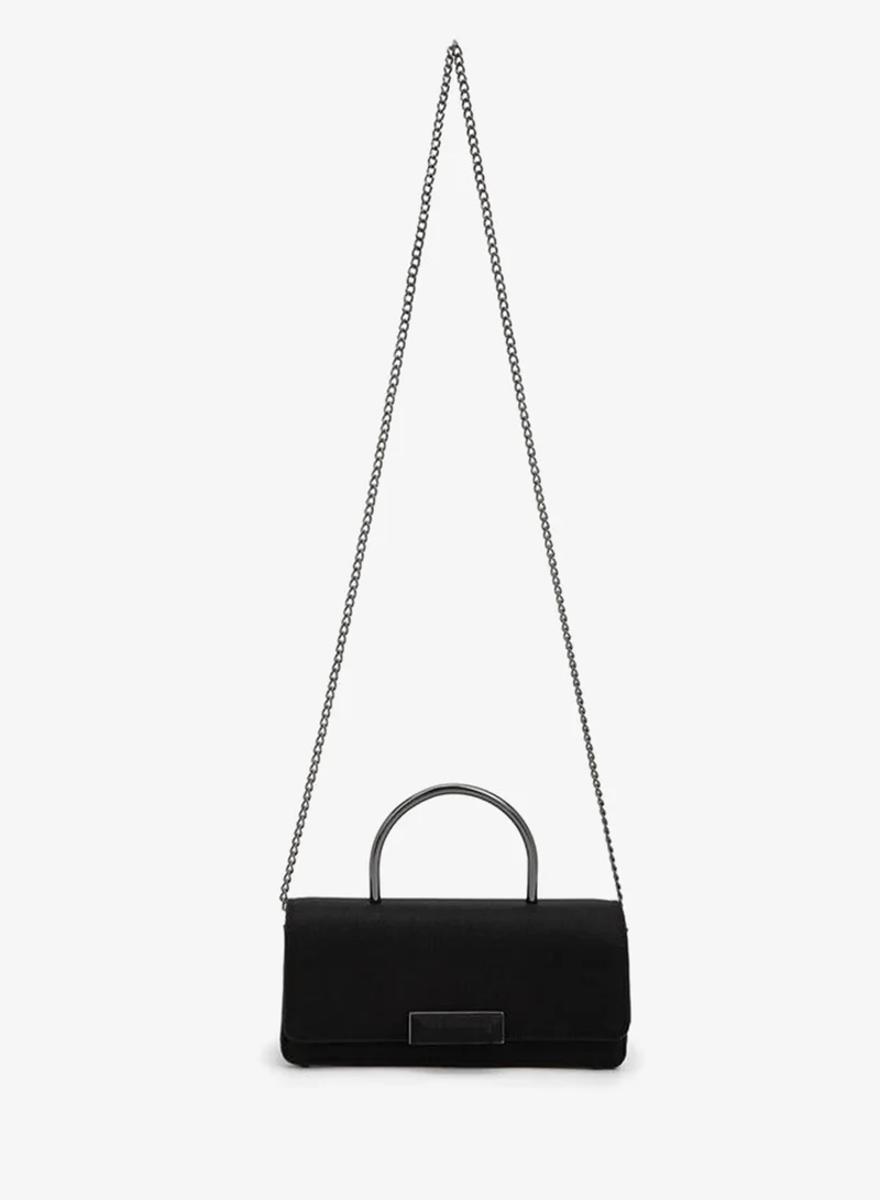 Flora Bella By Shoexpress BLACK Metallic Pu Bag With Detachable Shoulder Strap Ramadan Collection for Women | Best Price UAE