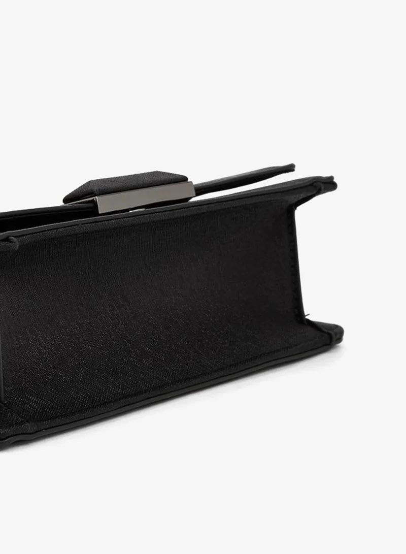 Flora Bella By Shoexpress BLACK Metallic Pu Bag With Detachable Shoulder Strap Ramadan Collection for Women | Best Price UAE