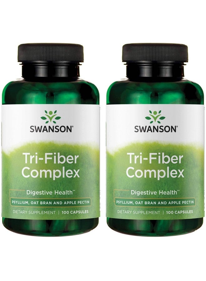 سوانسون مركب الألياف الثلاثية من سوانسون - مكمل غذائي لصحة الجهاز الهضمي مصنوع من السيلليوم ونخالة الشوفان وبكتين التفاح - (100 كبسولة) عبوة من قطعتين - Image 1