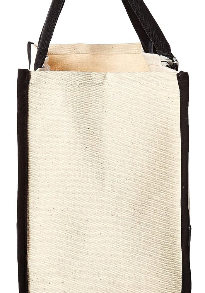 Mud Pie Classic Black and White Initial Canvas Tote Bag (Letter L) - 100% Cotton, 17" x 19" x 2" - Image 5