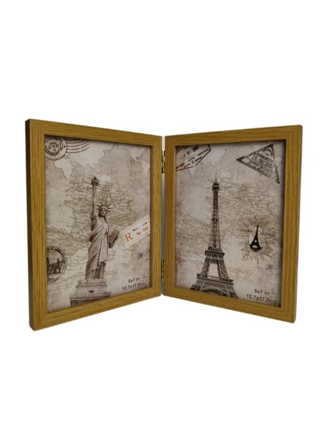 Two-Fold Photo Frame: Versatile Display for Double the Memories (Four Photos)(Natural Wood) - Image 2