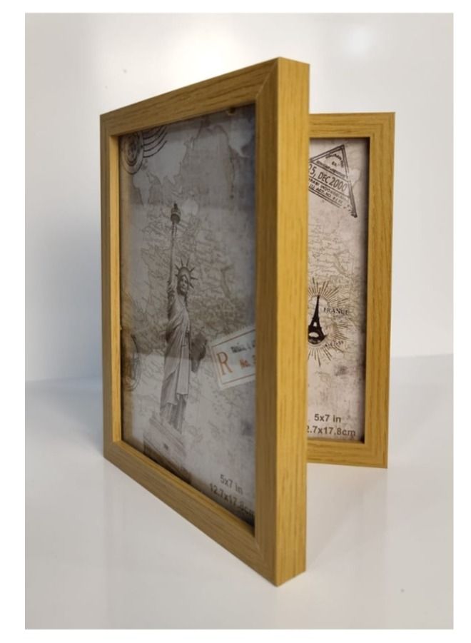 Two-Fold Photo Frame: Versatile Display for Double the Memories (Four Photos)(Natural Wood) - Image 4