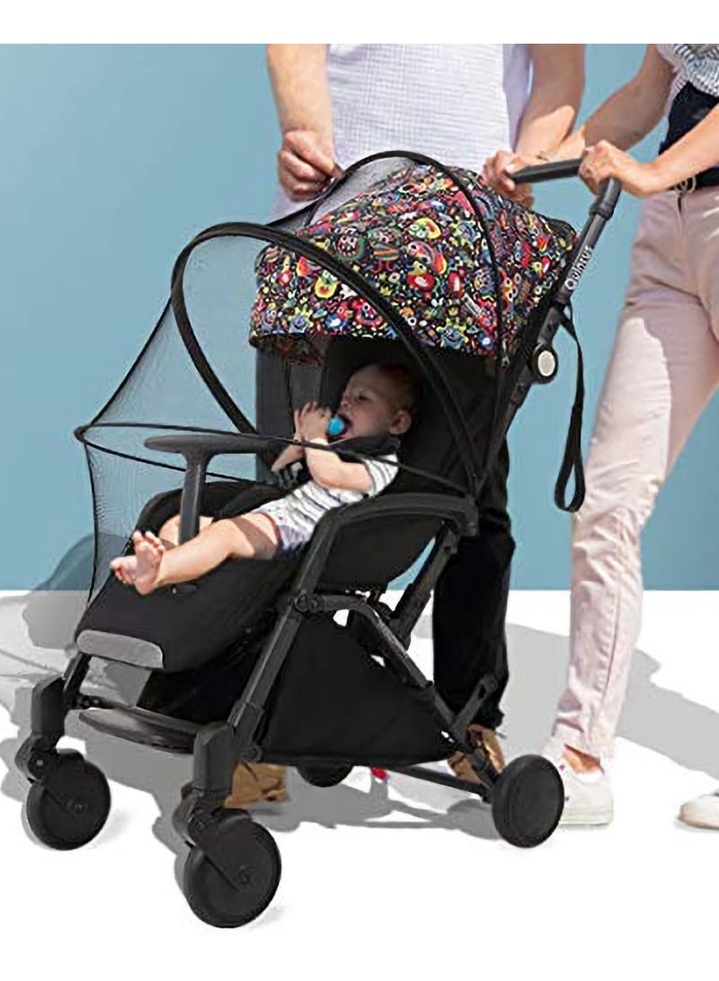 Universal Mosquito Net for Stroller - Retractable Zipper Design, Breathable and Durable Full Cover, Foldable Anti-Mosquito Mesh, Non-Deformation (Black) - Image 4