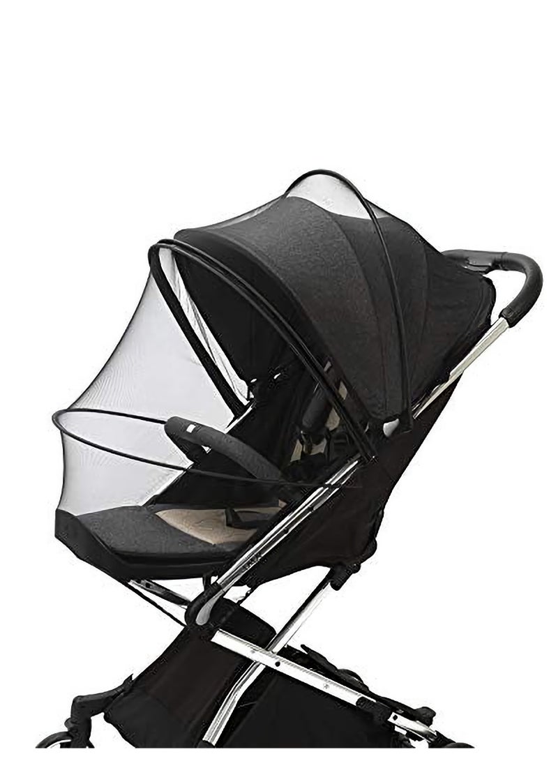 Universal Mosquito Net for Stroller - Retractable Zipper Design, Breathable and Durable Full Cover, Foldable Anti-Mosquito Mesh, Non-Deformation (Black) - Image 1