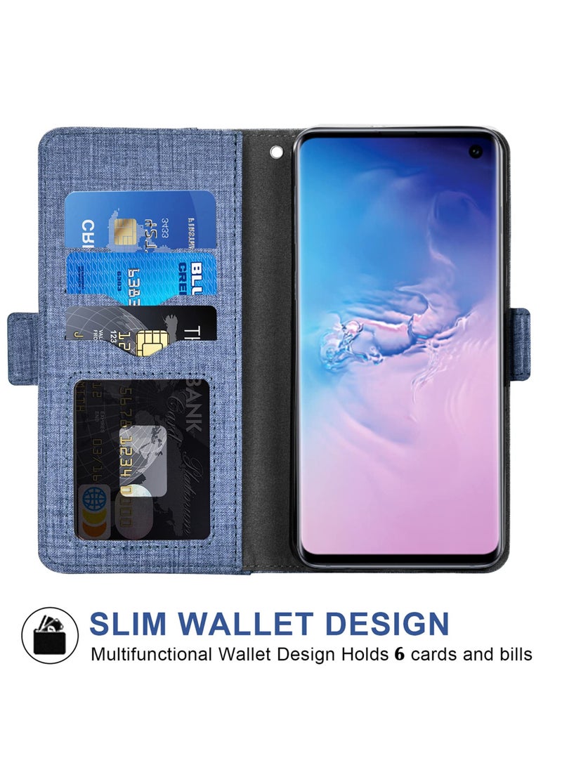 Asuwish - Compatible With Samsung Galaxy S10 Plus Wallet Case Tempered Glass Screen Protector And Flip Cover Card Holder Cell Phone Cases For Glaxay S10 Plus Galaxies S10Plus 10S Edge S 10 10Plus Cases Blue - Image 1