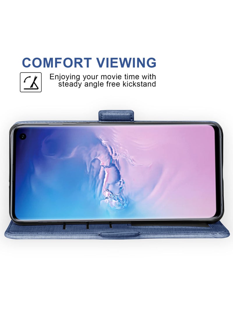 Asuwish - Compatible With Samsung Galaxy S10 Plus Wallet Case Tempered Glass Screen Protector And Flip Cover Card Holder Cell Phone Cases For Glaxay S10 Plus Galaxies S10Plus 10S Edge S 10 10Plus Cases Blue - Image 1