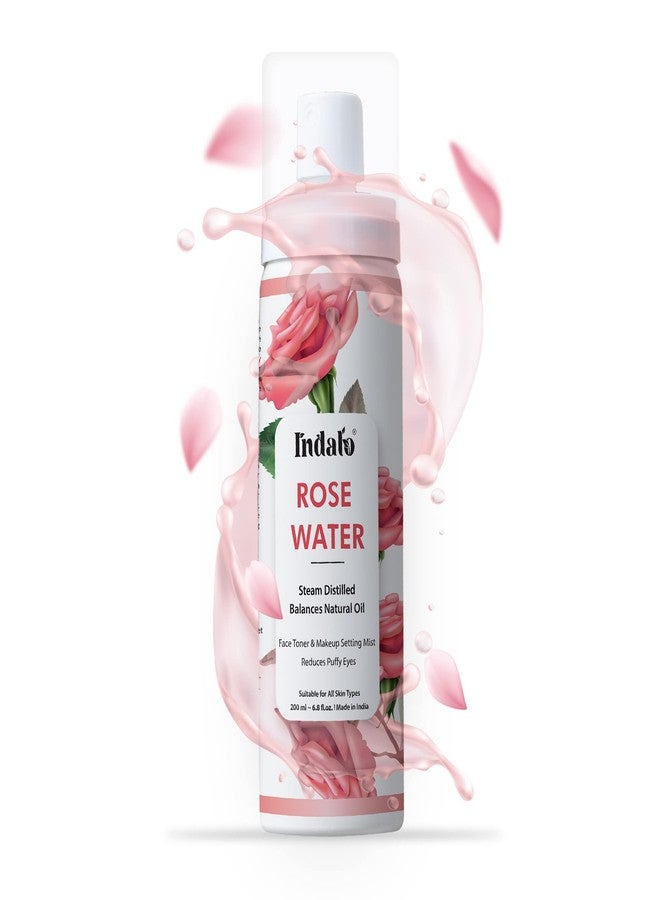 Indalo Rose Water for Hydrated & Glowing Skin | Premium Toner & Cleanser for Soft & Smooth Skin | Balances & Restores Skin's pH Levels - 200ml - Image 1