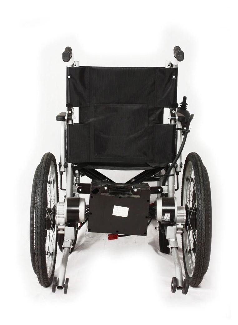 كروني كرسي متحرك كهربائي بمسند ظهر كامل، سكوتر كهربائي طبي محمول لكبار السن، وحدة تحكم بعصا تحكم، هيكل من سبائك الألومنيوم، عجلات أمامية مقاس 10 بوصات وخلفية مقاس 22 بوصة، فرامل كهربائية أوتوماتيكية، محركان بقوة 250 واط، مدى 10-15 كم، سعة وزن 120 كجم - طراز Cn-6002 - Image 2