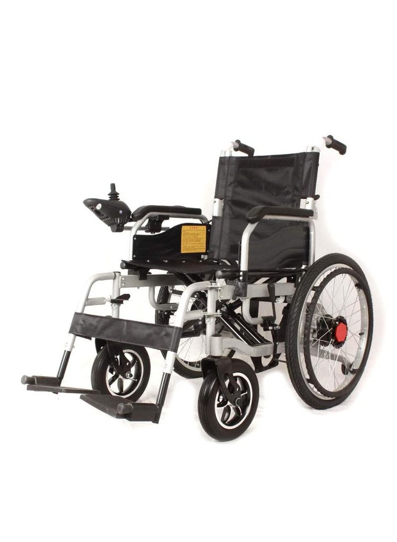 كروني كرسي متحرك كهربائي بمسند ظهر كامل، سكوتر كهربائي طبي محمول لكبار السن، وحدة تحكم بعصا تحكم، هيكل من سبائك الألومنيوم، عجلات أمامية مقاس 10 بوصات وخلفية مقاس 22 بوصة، فرامل كهربائية أوتوماتيكية، محركان بقوة 250 واط، مدى 10-15 كم، سعة وزن 120 كجم - طراز Cn-6002 - Image 1