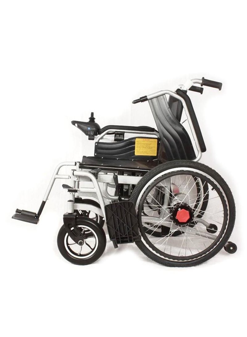 كروني كرسي متحرك كهربائي بمسند ظهر كامل، سكوتر كهربائي طبي محمول لكبار السن، وحدة تحكم بعصا تحكم، هيكل من سبائك الألومنيوم، عجلات أمامية مقاس 10 بوصات وخلفية مقاس 22 بوصة، فرامل كهربائية أوتوماتيكية، محركان بقوة 250 واط، مدى 10-15 كم، سعة وزن 120 كجم - طراز Cn-6002 - Image 4