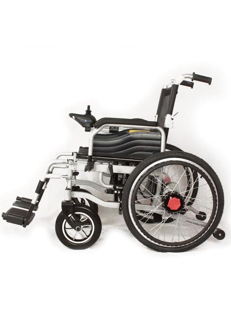 كروني كرسي متحرك كهربائي بمسند ظهر كامل، سكوتر كهربائي طبي محمول لكبار السن، وحدة تحكم بعصا تحكم، هيكل من سبائك الألومنيوم، عجلات أمامية مقاس 10 بوصات وخلفية مقاس 22 بوصة، فرامل كهربائية أوتوماتيكية، محركان بقوة 250 واط، مدى 10-15 كم، سعة وزن 120 كجم - طراز Cn-6002 - Image 3