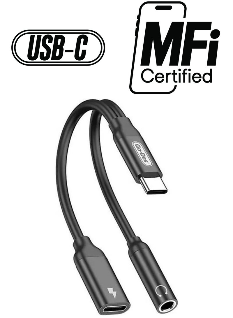 GO-DES "Go-Des GD-UC317 Type-C to 3.5mm Aux Headphone and Charge Converter Audio Adapter" - Image 1