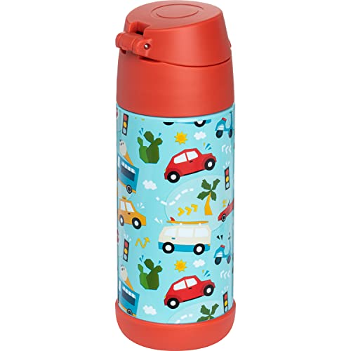 Snug Insulated Kids Water Bottle with Straw & Spout – Double-Wall Stainless Steel, Leakproof, Easy-Flip Lid – For School, Travel, Toddlers & Big Kids - Cars, 12oz - Image 3