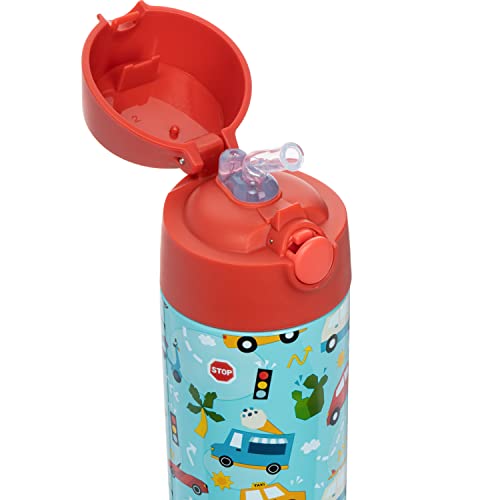 Snug Insulated Kids Water Bottle with Straw & Spout – Double-Wall Stainless Steel, Leakproof, Easy-Flip Lid – For School, Travel, Toddlers & Big Kids - Cars, 12oz - Image 5
