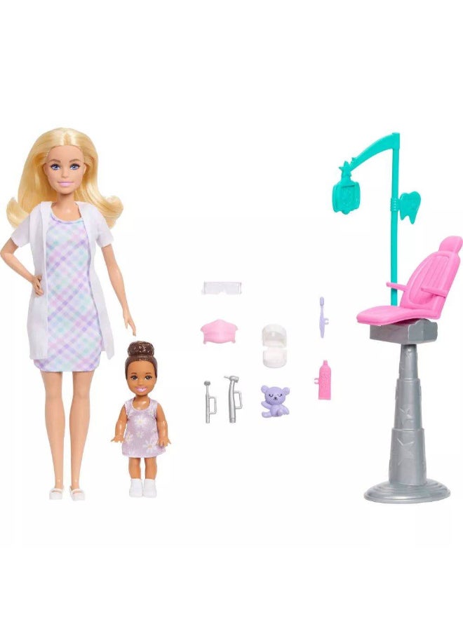 Barbie مجموعة لعب باربي يمكنك أن تكون أي شيء طبيب أسنان مع دمية أزياء بشعر أشقر (8 ملحقات) - Image 2
