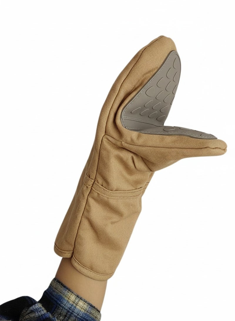 فالمر جوانتي فرن سيليكون طويل مقاوم للحرارة وغير قابل للانزلاق – بطانة قطنية ناعمة لحماية اليد أثناء الطهي، الخبز والشواء – قطعة واحدة، تصميم متين ومريح لمطبخ آمن 27 سم - Image 2