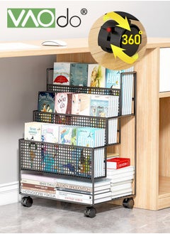 VAOdo 4 Tier Standing File Organizer with Wheels, Large Capacity Under Desk File Holder, Slim Rolling File Cart, Paper Letter Tray Storage Cart for Home, Office, Study  - Image 1