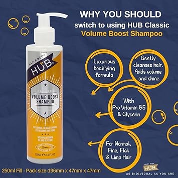 HUB Classic Volume Boost Shampoo 250ml x 1 for Normal fine flat and limp hair - Image 5
