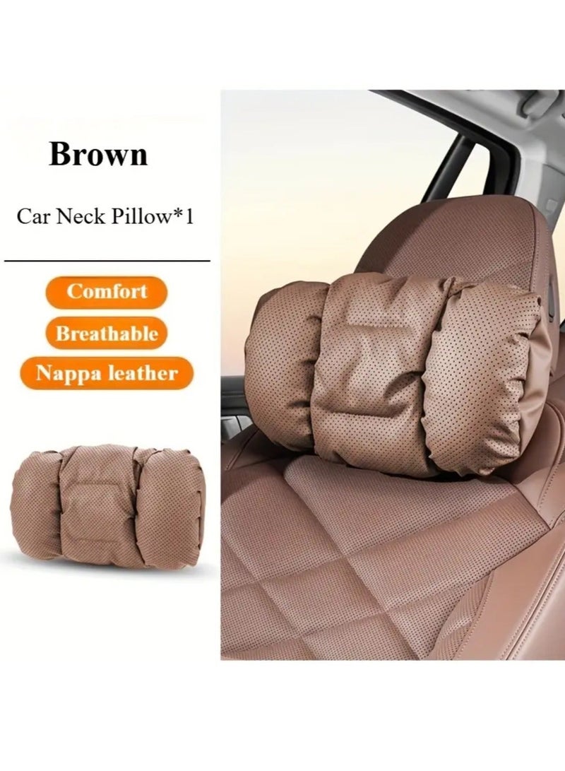 مسند رأس للسيارة، جلد ناعم وقابل للتنفس، قابل للتعديل، مناسب لمعظم السيارات، كراسي المكتب - Image 1