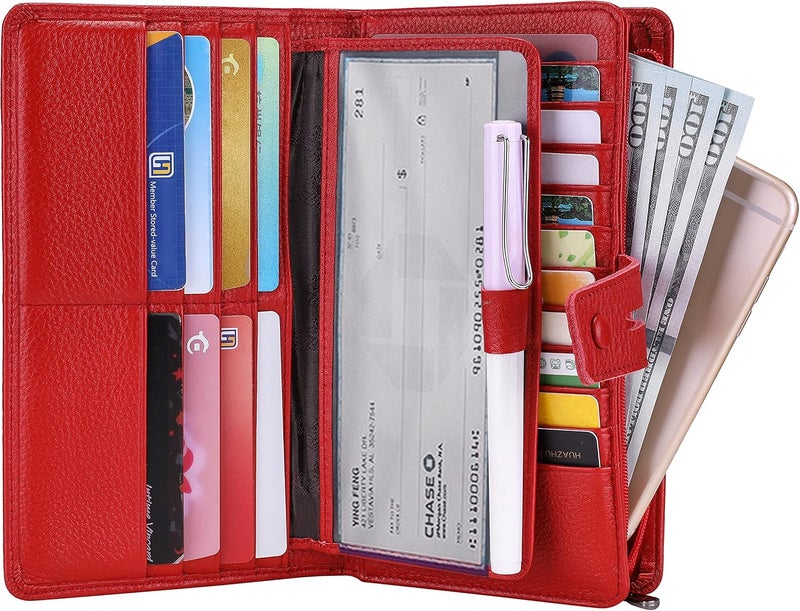 Itslife Womens Wallet,Large Capacity RFID Blocking Leather Wallets Credit Cards Organizer Ladies Wallet with Checkbook Holder - Image 2