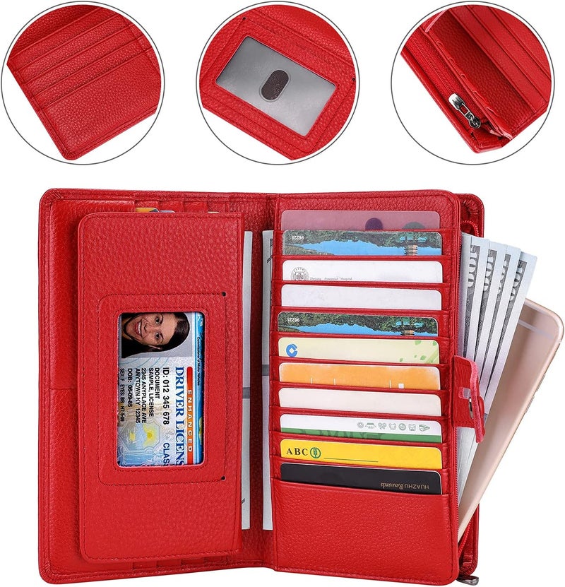 Itslife Womens Wallet,Large Capacity RFID Blocking Leather Wallets Credit Cards Organizer Ladies Wallet with Checkbook Holder - Image 5