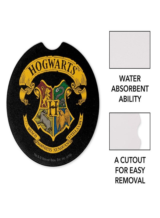 GRAPHICS & MORE Harry Potter Ilustrated Hogwart's Crest Car Coasters, Pack of 2, 2.5" Ceramic Stone - Image 2