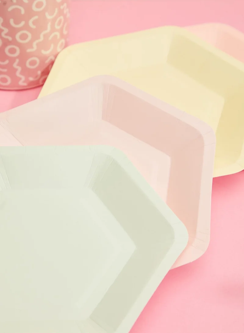 Talking Tables We Heart Pastels Hexagonal Plates, 12 Pk, 6 Designs, 18Cm Diameter