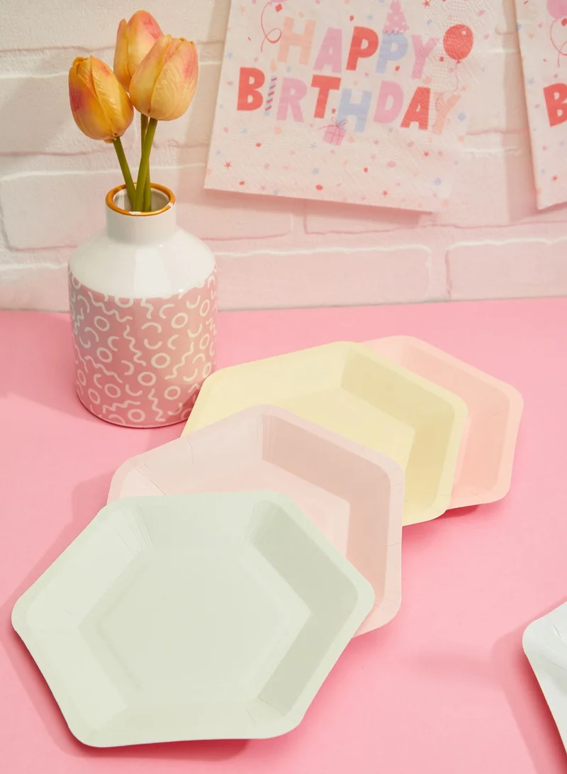 Talking Tables We Heart Pastels Hexagonal Plates, 12 Pk, 6 Designs, 18Cm Diameter