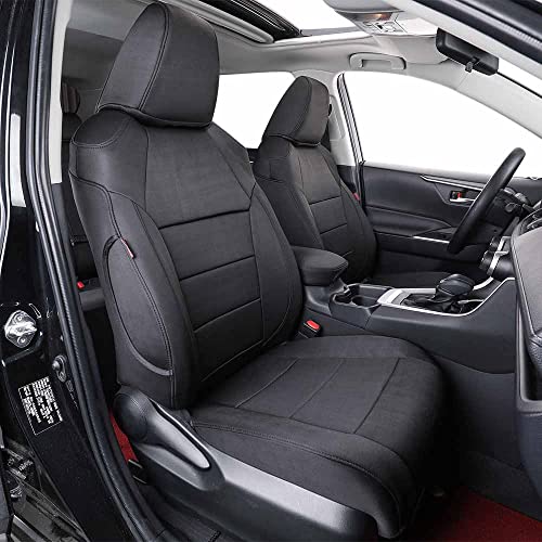 EKR Custom Fit RAV4 Hybrid Car Seat Covers for Select Toyota RAV4 Hybrid (Not for 2019-2025 Hybrid/Prime SE,XSE) 2019 2020 2021 2022 2023 2024 2025 - Full Set, Neoprene (Black) - Image 1