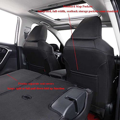 EKR Custom Fit RAV4 Hybrid Car Seat Covers for Select Toyota RAV4 Hybrid (Not for 2019-2025 Hybrid/Prime SE,XSE) 2019 2020 2021 2022 2023 2024 2025 - Full Set, Neoprene (Black) - Image 4