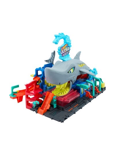 Hot Wheels مجموعة مضمار سيارات المدينة، غسيل سيارات ألترا شارك مع سيارة لعبة بتقنية الكشف عن الألوان مقياس 1:64، ميزة تغيير اللون المتكررة، تخزين - Image 1