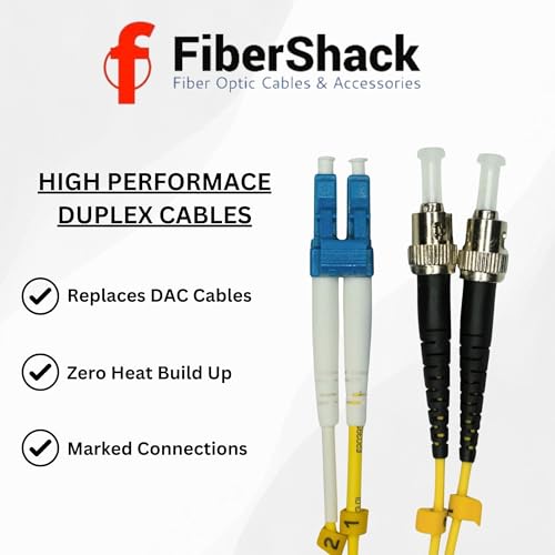 Fibershack - 3ft / 1M LC to ST Fiber Patch Cable - Duplex - ST to LC Single Mode Fiber Cable - LSZH SM OS2 Optical Patch Cord - Built for Professionals - Image 2