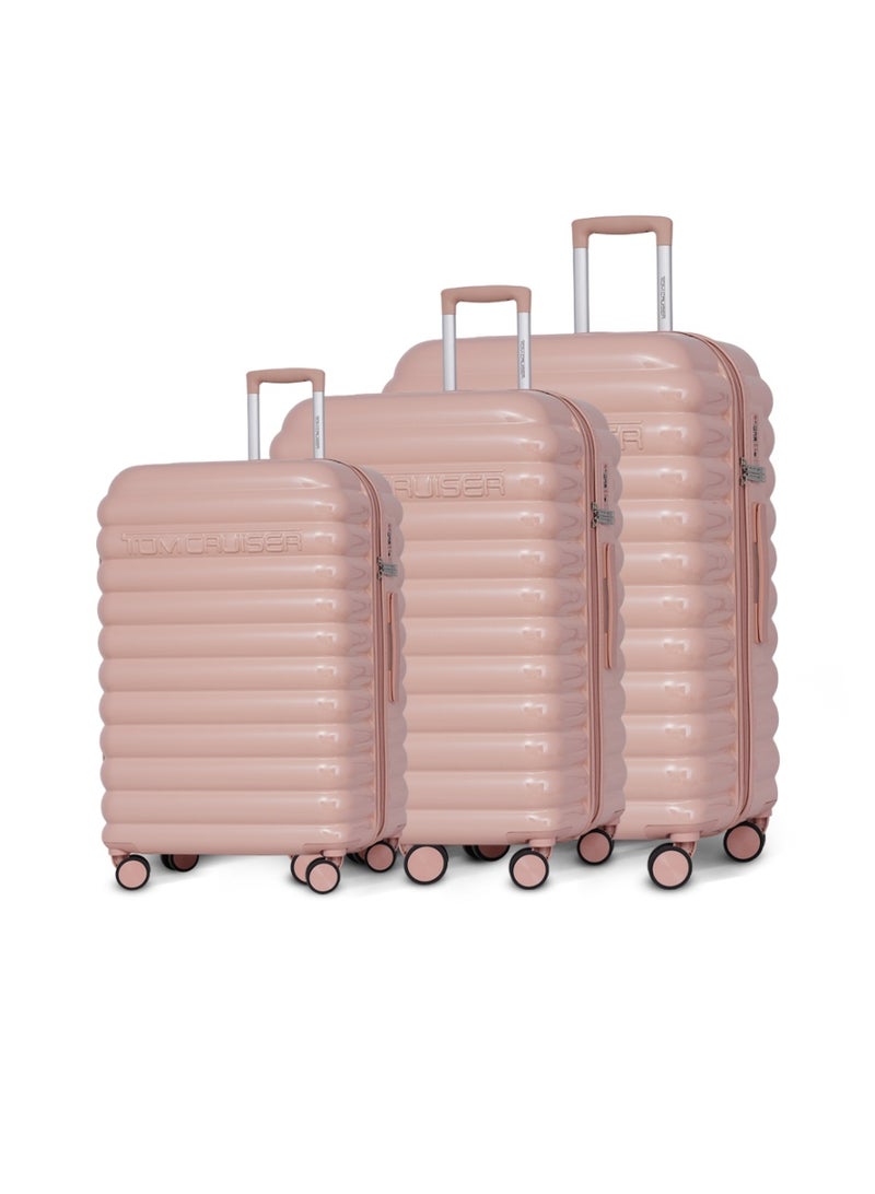 Tom Cruiser Cloud Polycarbonate Hard Luggage Suitcase Set, Ultra Lightweight, TSA Lock, Anti-Theft Zipper, 3 Pcs, Pink, 2-Year Warranty - Image 1