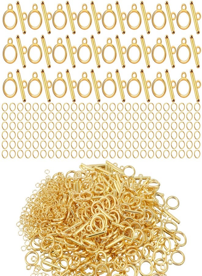Inbagi 560 Pcs Gold Toggle Clasps for Jewelry Making: 160 Pairs Alloy Toggle Clasps & 400 Open Rings - DIY Craft Necklace & Bracelet Making Kit - Image 1