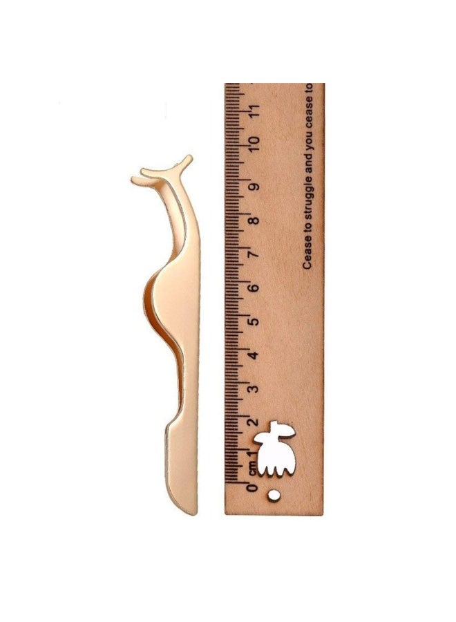 EIAKE False Eyelashes Applicator Tool Eyelash Extension Tweezers Remover Clip Tweezers Nipper Golden - Image 4
