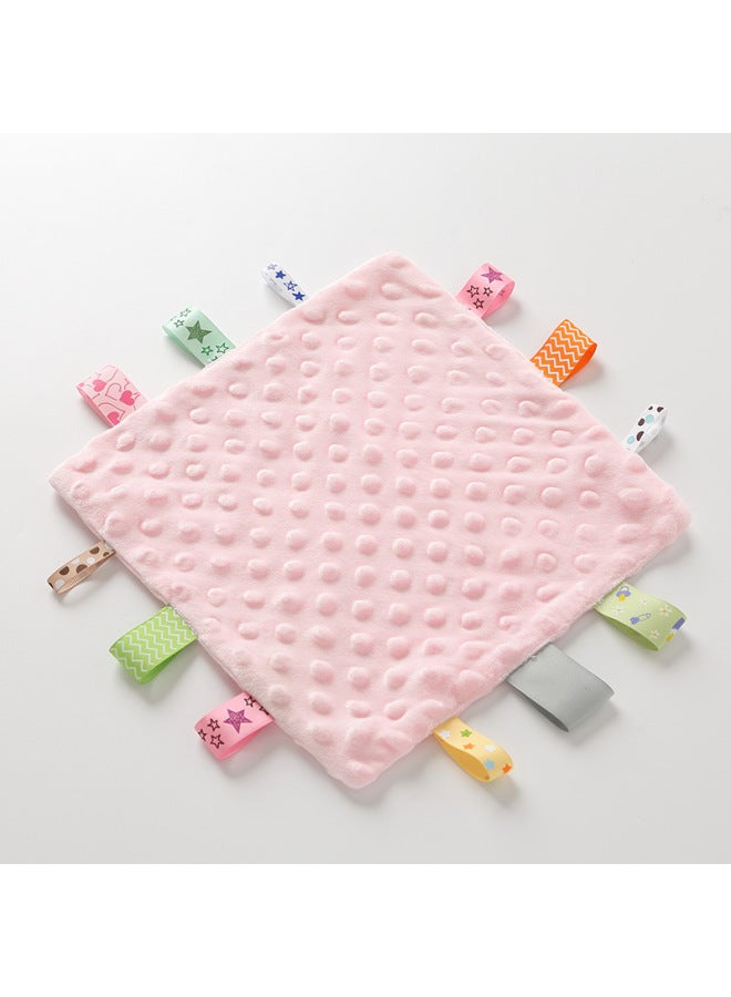 Baby Soothing Towel Bean Fluff Sleep Aid Toy Hand Puppet Mouthable Comforter Infant Sleepytime Squared Plushie Wipes-Color:Light Pink (square Towel) - Image 1