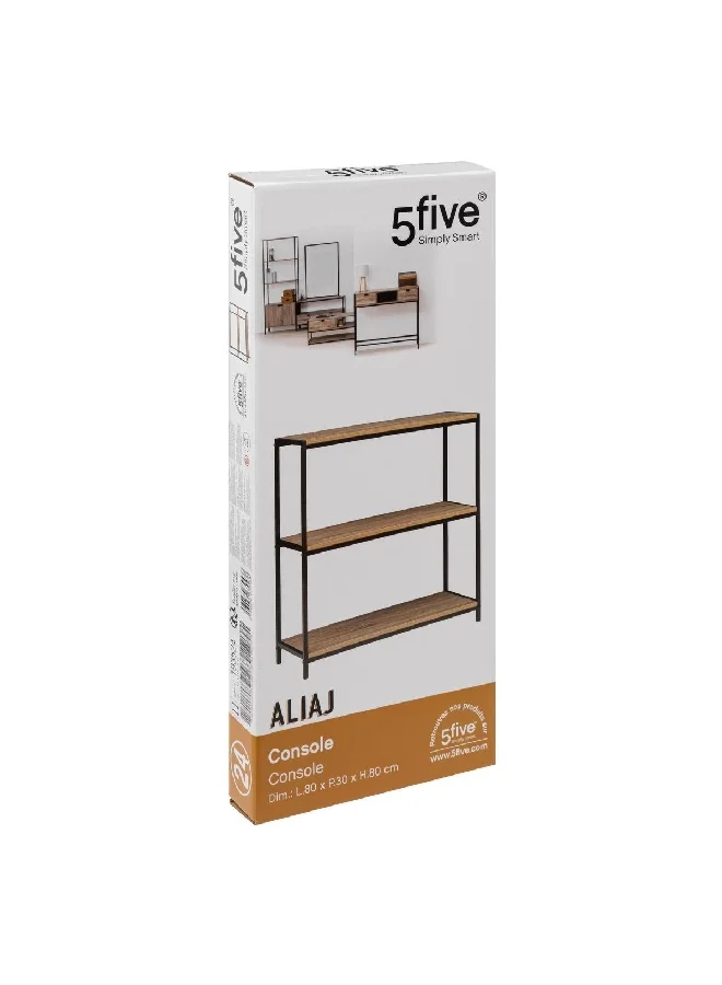 Five Simply Smart 3-Tier Aliaj Durable and Elegant Console Table Brown and Black 30 x 80 x 80 cm 193524