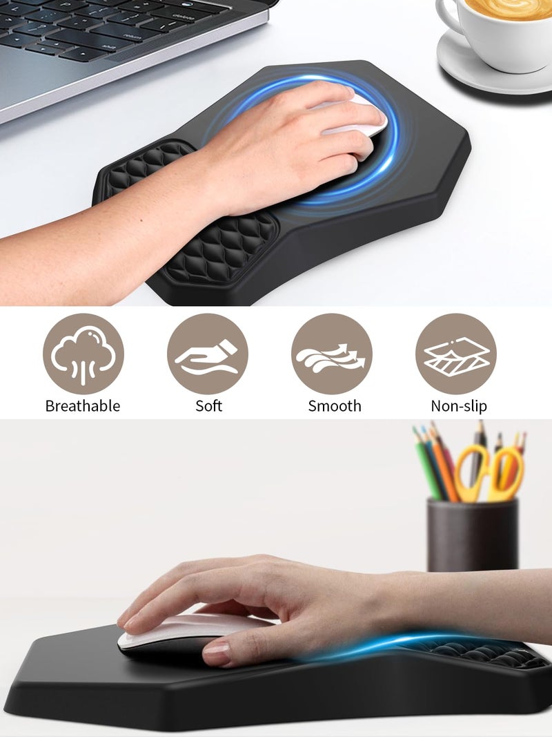 abc.mat 3-in-1 Ergonomic Keyboard Stand with Wrist Rest & Mouse Pad Set, Comfy Keyboard Riser Holder Soft Mousepad with Massage Design, Memory Foam and Non-Slip PU Base for Pain Relief, Black - Image 5