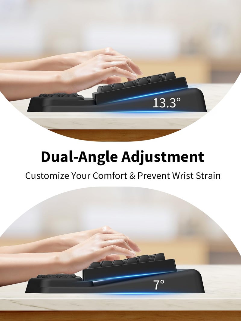 abc.mat 3-in-1 Ergonomic Keyboard Stand with Wrist Rest & Mouse Pad Set, Comfy Keyboard Riser Holder Soft Mousepad with Massage Design, Memory Foam and Non-Slip PU Base for Pain Relief, Black - Image 3