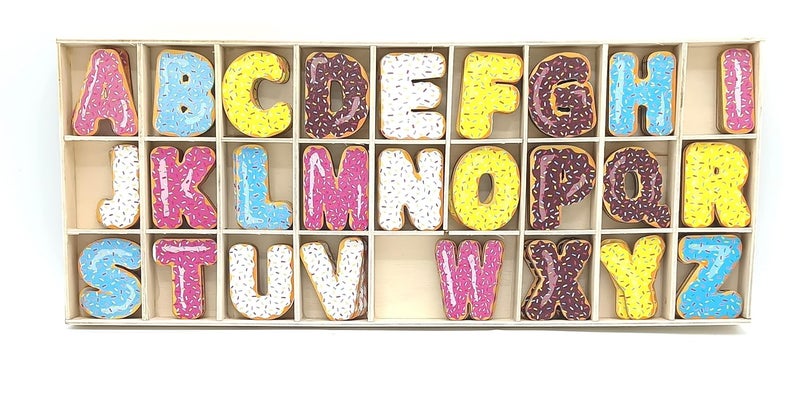 Gold Leaf GOLD LEAF 130Piece Colored Wooden Capital Letters with Storage Tray Alphabet Craft Letters for Kids Arts Crafts  - Image 1