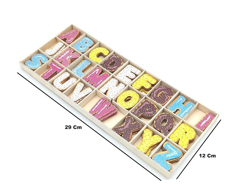 Gold Leaf GOLD LEAF 130Piece Colored Wooden Capital Letters with Storage Tray Alphabet Craft Letters for Kids Arts Crafts  - Image 4