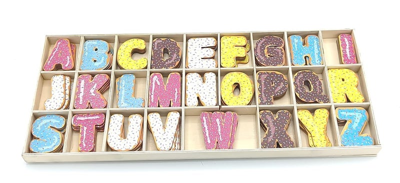 Gold Leaf GOLD LEAF 130Piece Colored Wooden Capital Letters with Storage Tray Alphabet Craft Letters for Kids Arts Crafts  - Image 3