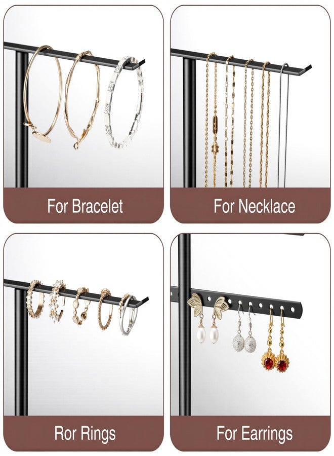 pickpiff Jewelry Stand Organizer, 12.5" Tall Sturdy Metal, 3-Tier Jewelry Holder for Necklace, Earring, Bracelet, Ring, Hanger for Display and Storage, Aesthetic Room Decor, Black - Image 4