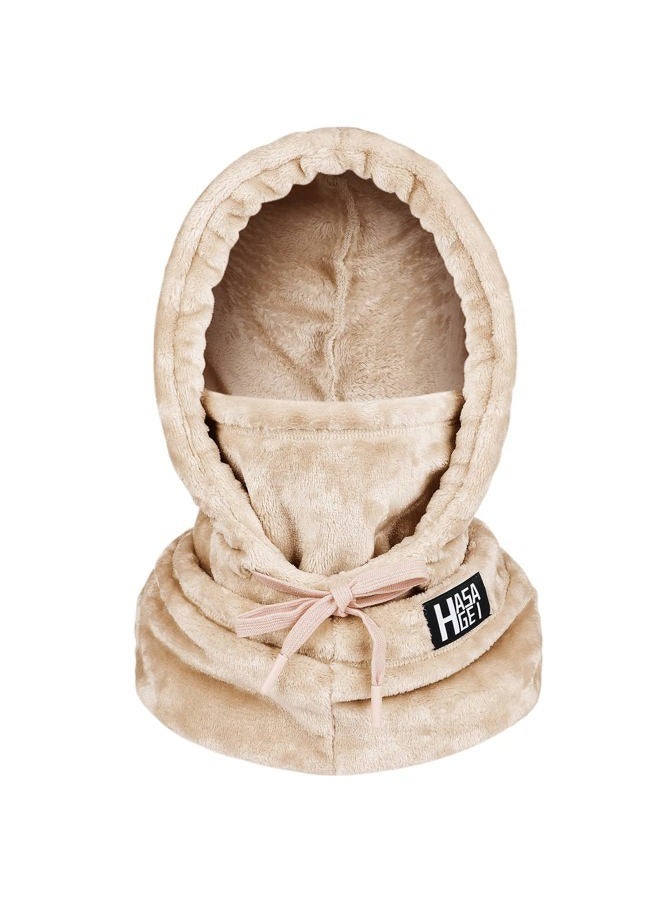HASAGEI Ski Mask for Women Balaclava Women Men Windproof Thermal Hood Winter Neck Warmer with Plush, Apricot, One size - Image 1