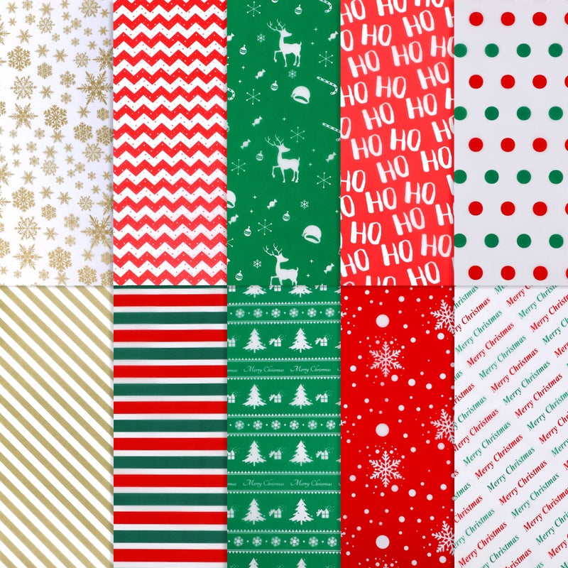 SANNIX 100 Sheets Christmas Tissue Paper Xmas Bulk Gift Wrapping Paper Bag for Christmas Gift Wrapping Boxes DIY Crafts Birthday Holiday Decoration 197 138 Inch 10 Patterns
