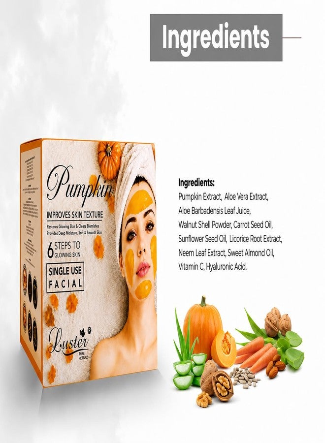 LUSTER Pumpkin Facial kit | 6 Step Facial | Single Use Mini Facial Kit For Women & Men 40 ml - Image 4