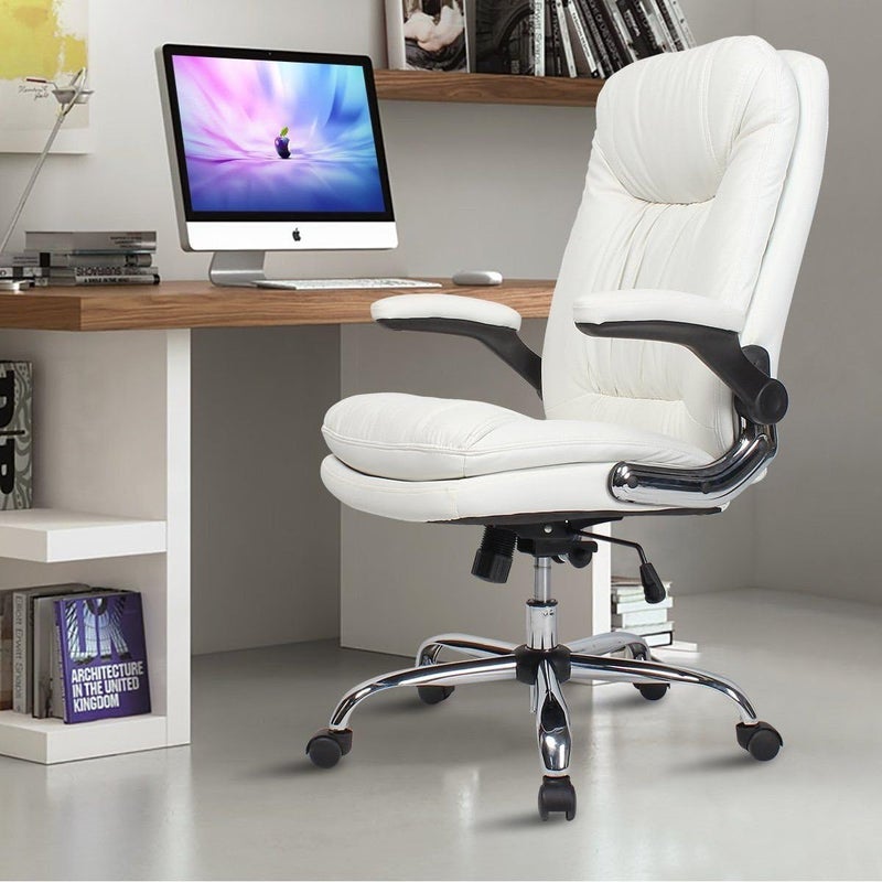 CHAIR KING CHAIR KING Premium Ergonomic Leatherette Office Boss Chair High Back Revolving Chair for OfficeHomeReclinerStudy Gamingwith Comfort CushionHeavy Duty Metal BaseHeight Adjustable Chair White - Image 2