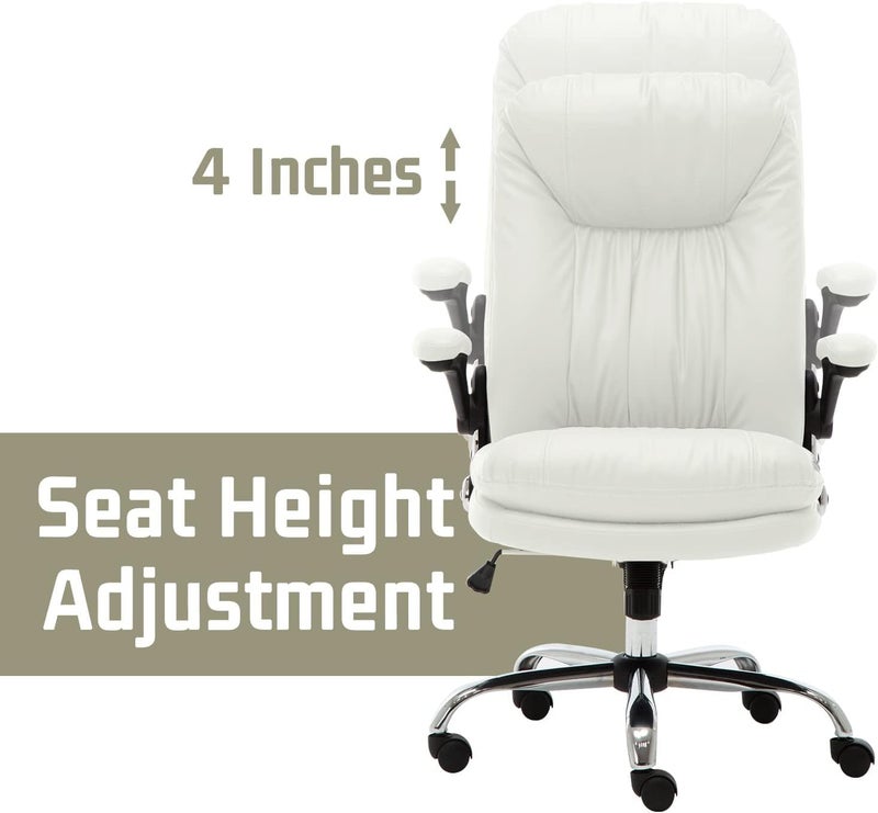 CHAIR KING CHAIR KING Premium Ergonomic Leatherette Office Boss Chair High Back Revolving Chair for OfficeHomeReclinerStudy Gamingwith Comfort CushionHeavy Duty Metal BaseHeight Adjustable Chair White - Image 3